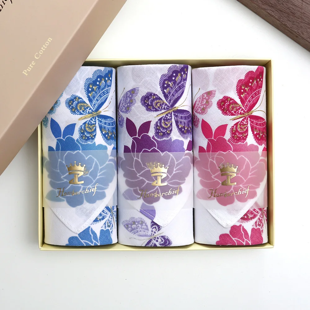 

3/6/12 шт., женский носовой платок из чесаного чистого хлопка, 43 см, с цветным принтом, японский маленький, свежий, тонкий, для протирания, Xipa