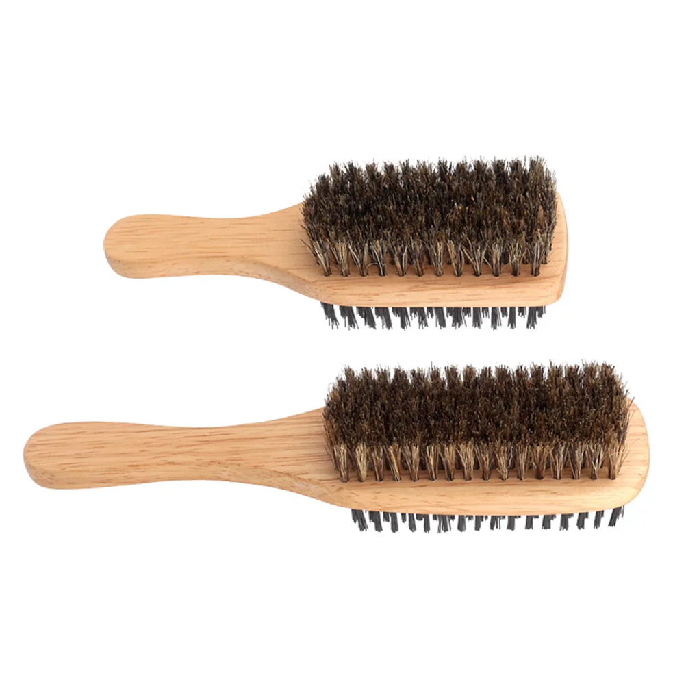 2 Pcs Grease Brush Hair Comb Bristle Double-sided Man Hairbrush Detangling Combs Mustache Fine