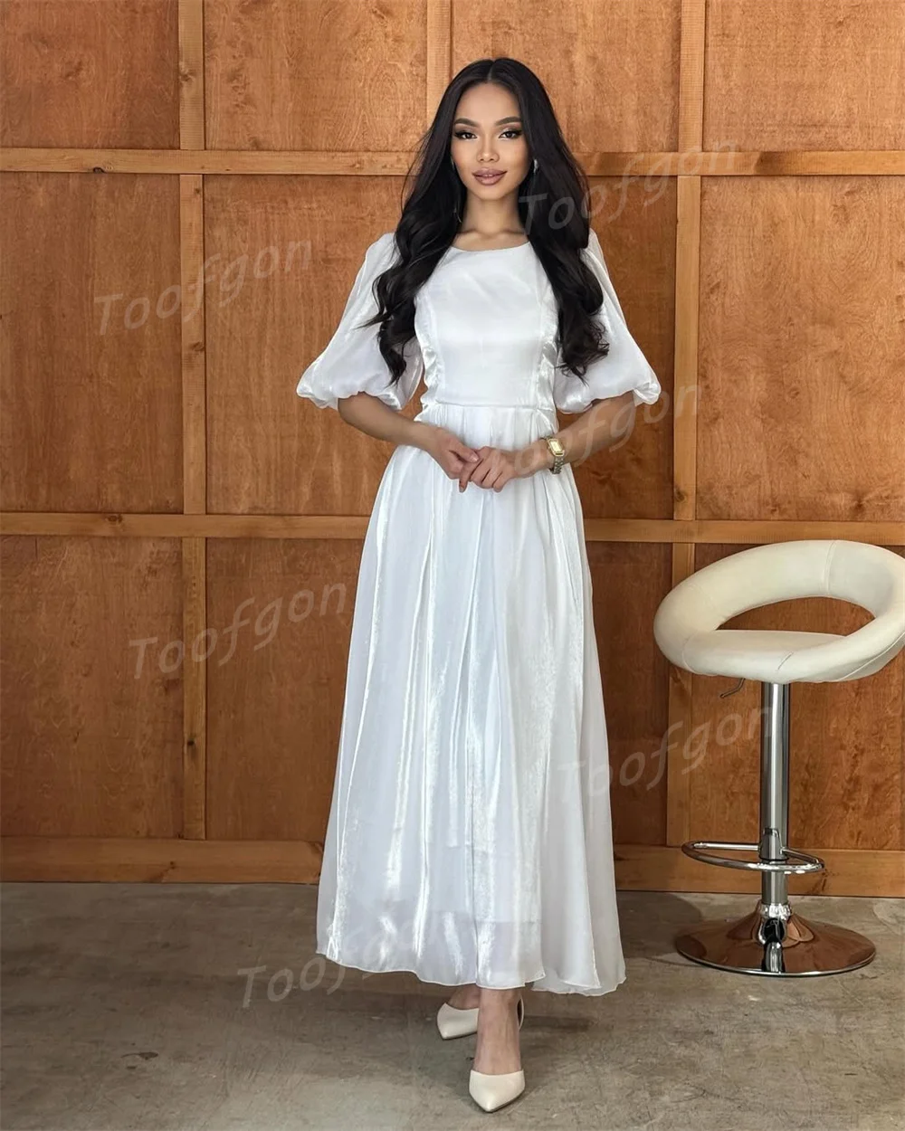 Toofgon A Line فساتين حفلات قصيرة مخصصة الأورجانزا الدانتيل يصل الطيات مناسبة رسمية مساء حفلة العروس فساتين الزفاف