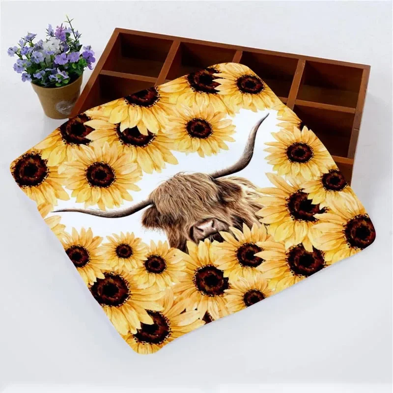 Highland Cow With Sunflowers Towel Microfiber Fabric Wash Cloths Hand Towel Cleaning Absorbent Towel 6.20wjy