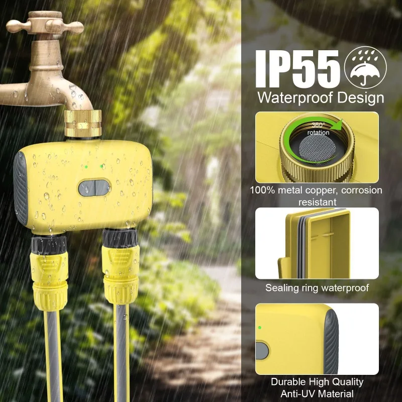 Bluetooth Dual‑Outlet Garden Irrigation Timer APP Remote Automatic Watering Controller For Yard Lawn