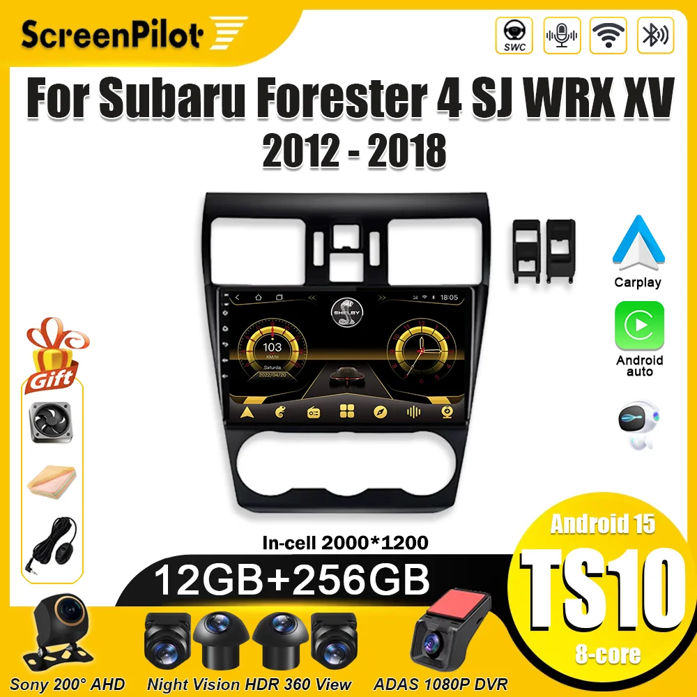 Android 16 For Subaru Forester 4 SJ WRX XV 2015-2018 Car Radio 2 din Multimedia Video Player Carplay Touch Screen Wifi 4G 8 Core