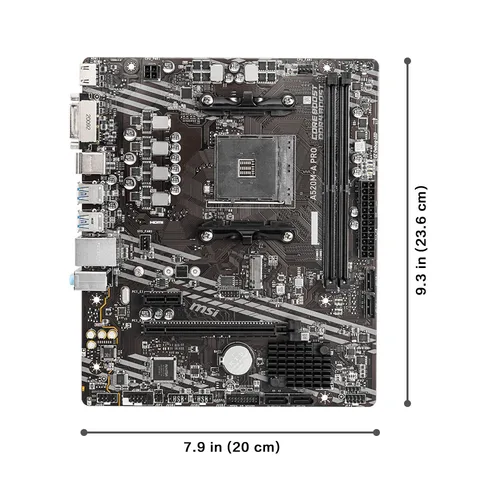 Imagen 2 del producto Placa base MSI AMD A520M-A PRO compatible con CPU Ryzen R3 R5 R7 serie 5000 y 3000 placa base AM4 M.2 NVME DDR4 de doble canal completamente nuevo