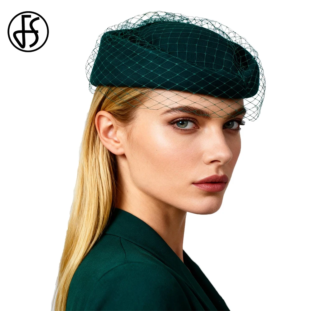 FS Retro Cocktail Tea Party Fascinators Cap Wool Church Hats For Women Elegant Black White Veil Small Top Hat Chapeau 2026