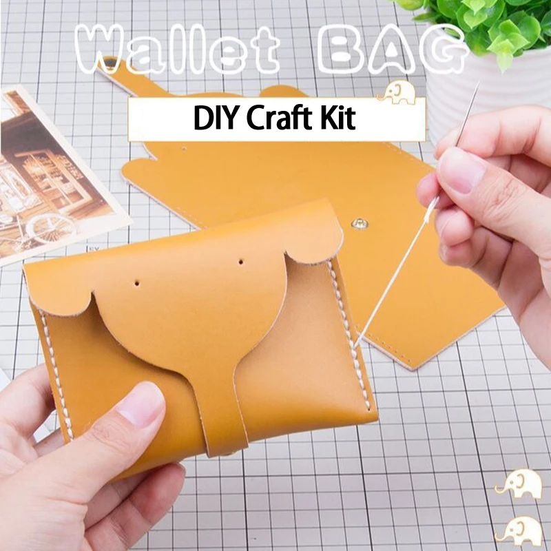 [YU]DIY PU Coin Purse Craft Kit Casual Solid Color Cartoon Style Elephant Small Bag