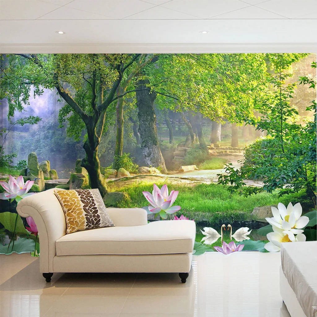 

Forest Tree Flower Swan Lotus Landscape Window Curtains for Living Room Bedroom Bathroom Cupboard Kitchen Door Home Decor2Pcs