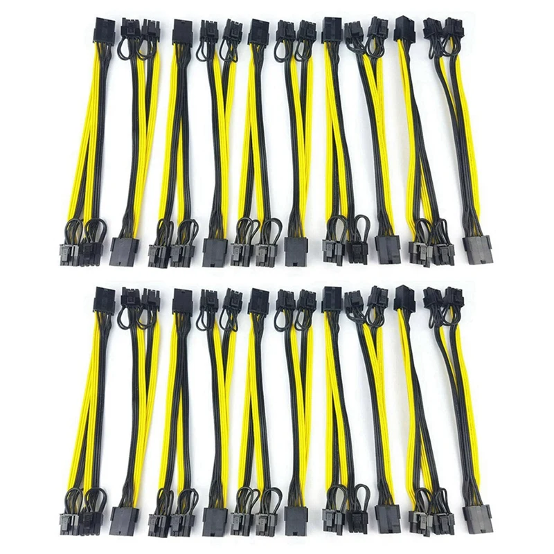 

20Pcs 8 Pin PCI Express To Dual PCIE 8 (6+2) Pin Power Cable 20Cm Graphics Card PCI-E GPU Power Data Cable Splitter