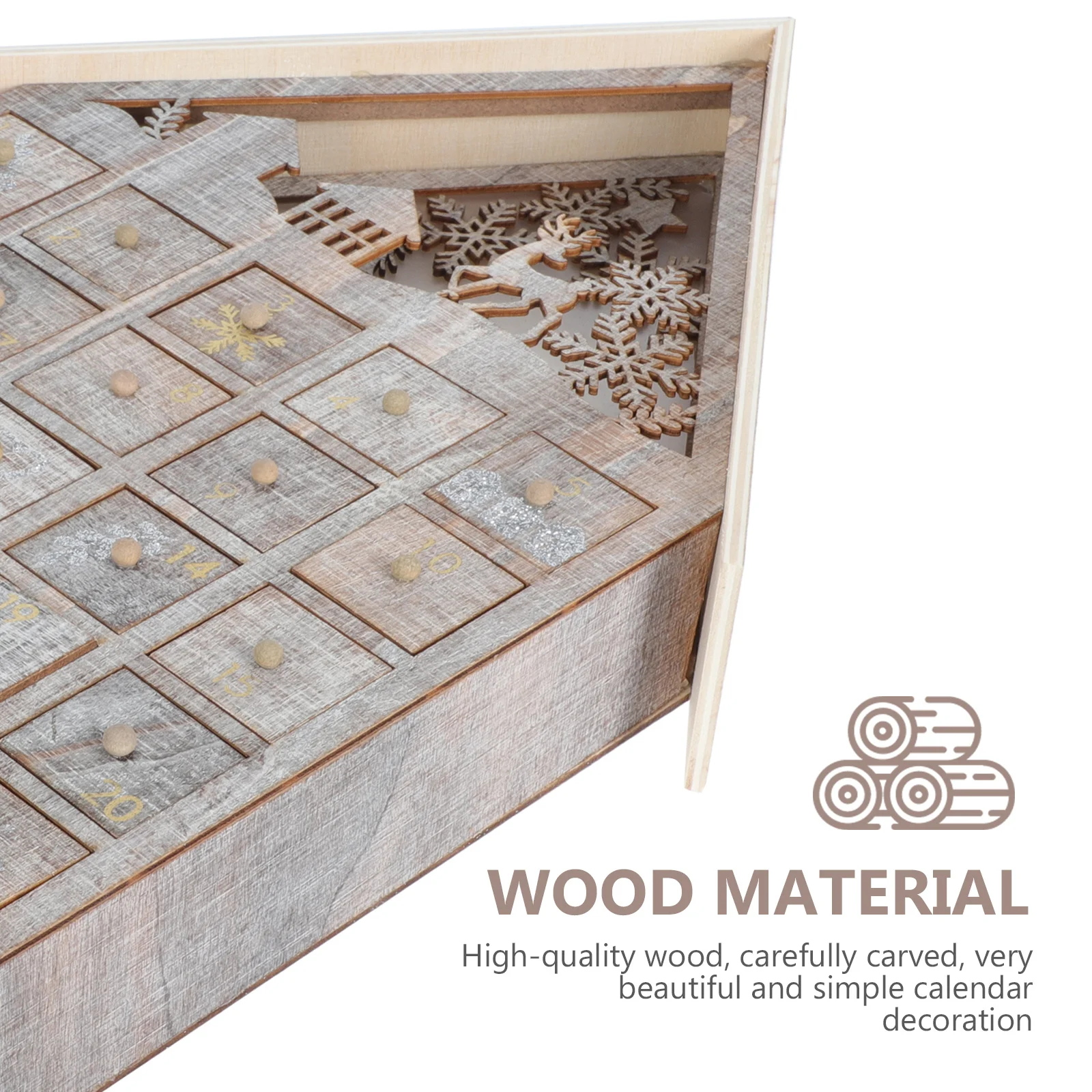 

1Pcs Christmas Wood Ornament Handcrafted Wooden Advent Calendar Beautiful Simple Design Home Office Desktop Holiday Decor Xmas