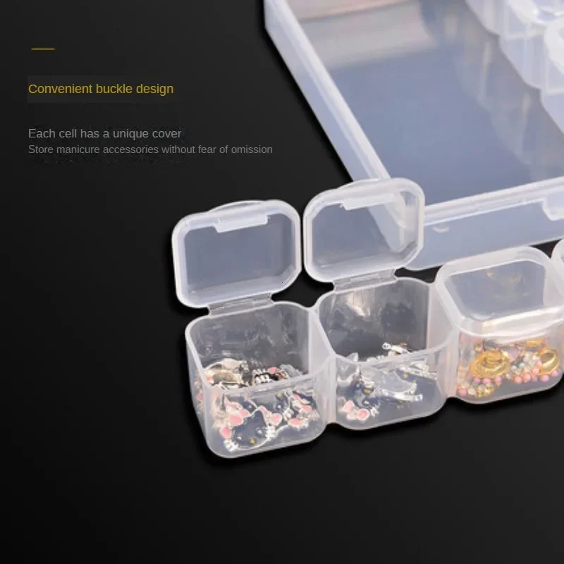 علبة تخزين بلاستيكية شفافة لأدوات تزيين الأظافر ، منظم حجرة ، علبة الخرز ، حاوية مجوهرات ماسية ، 28 شبكة ، 56 شبكة