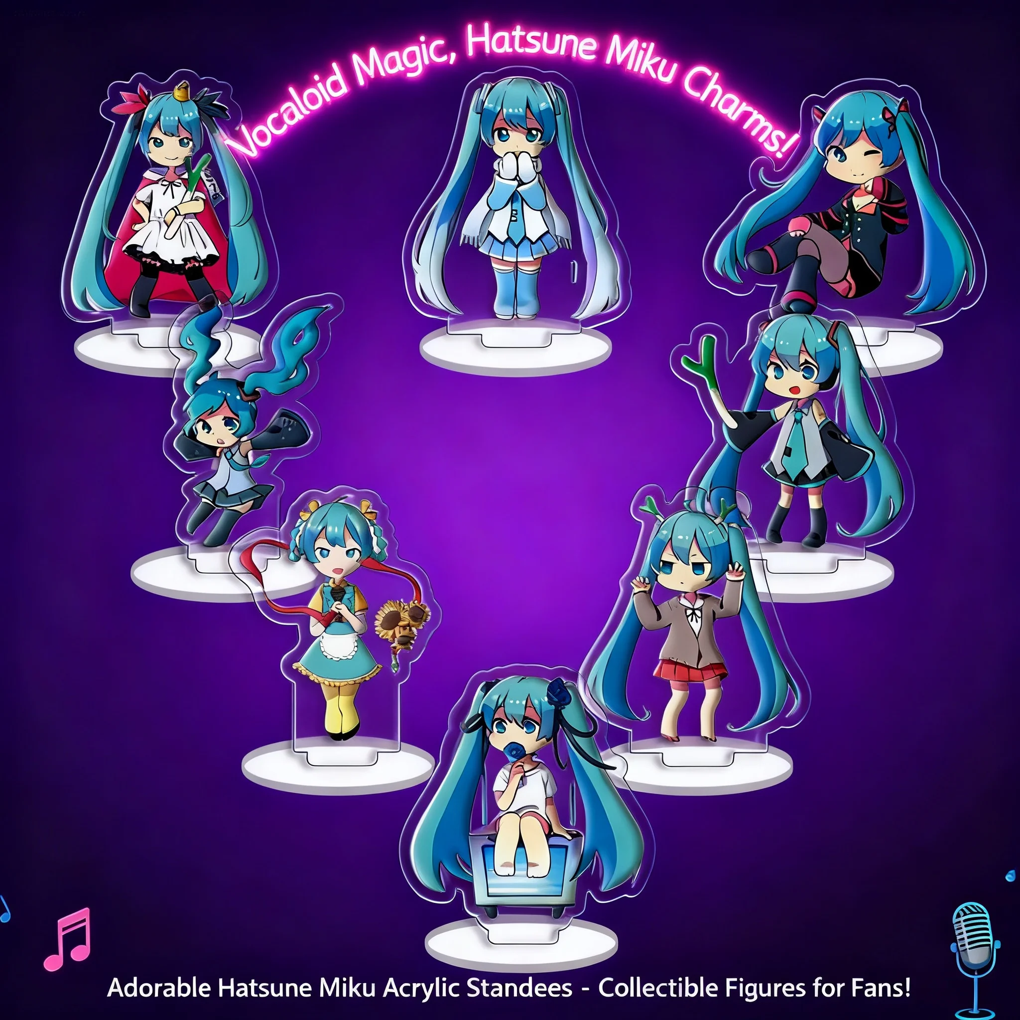 

Miku Hatsune Princess Acrylic Stand Figure Virtual Idol Merchandise Set of 9 Pieces Anime Collectible Display Decor Gift for