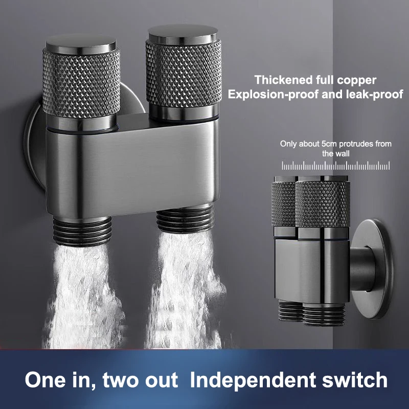 

New Stainless Steel One-point Two-water Angle Valve One-inlet Two-outlet Water Diverter Valve Independent Control Corner Valve
