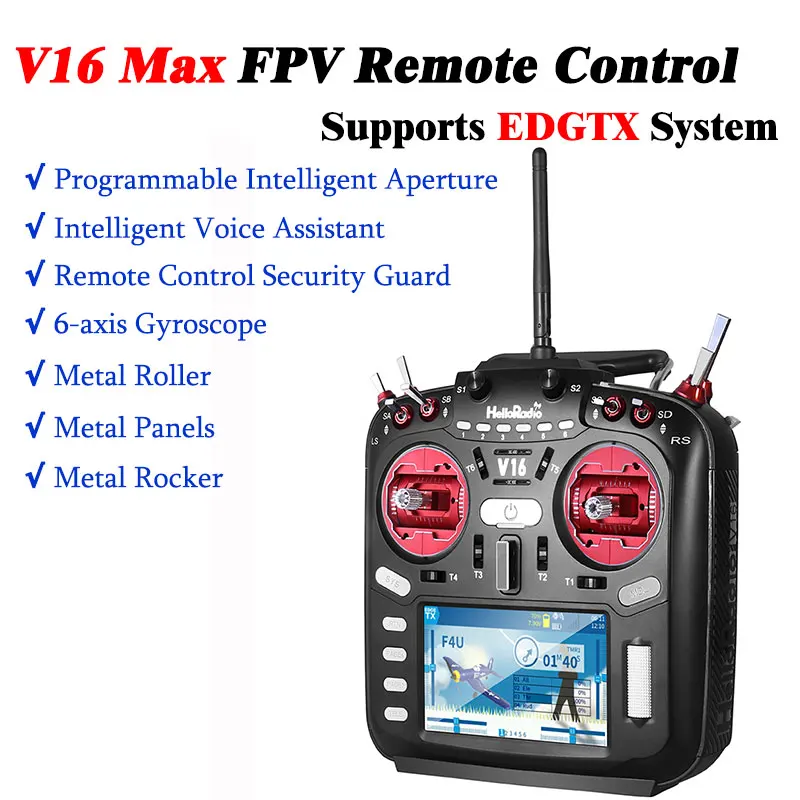 HelloRadio V16 MAX Multi Protocol Remote Control High-frequency Head EDGTX Touch Screen Radio Transmitter for FPV RC Drone