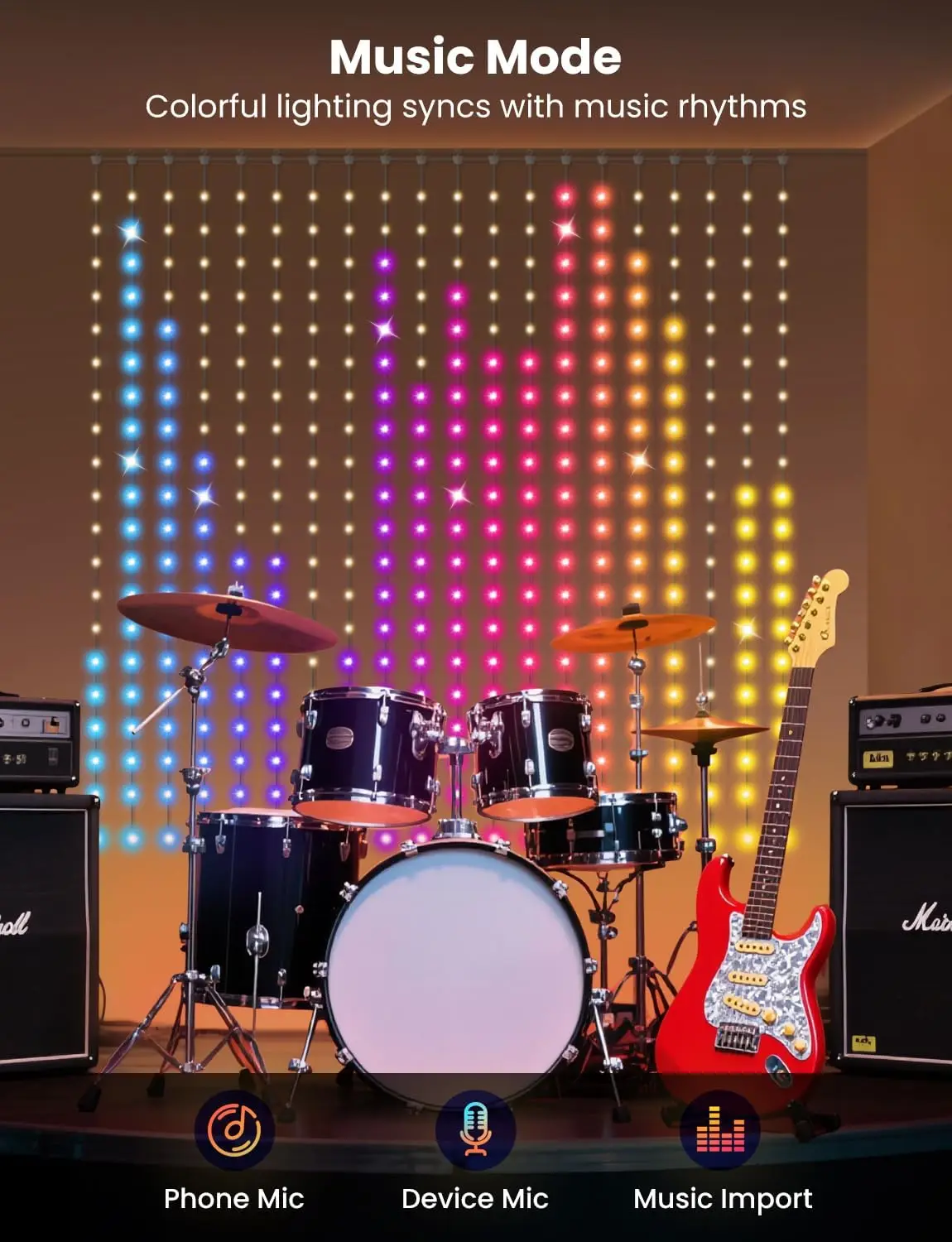 Smart RGBIC Curtain Lights LED Fairy Light Dynamic DIY String Lights APP Control for Indoor Outdoor Bedroom Window Party Decor