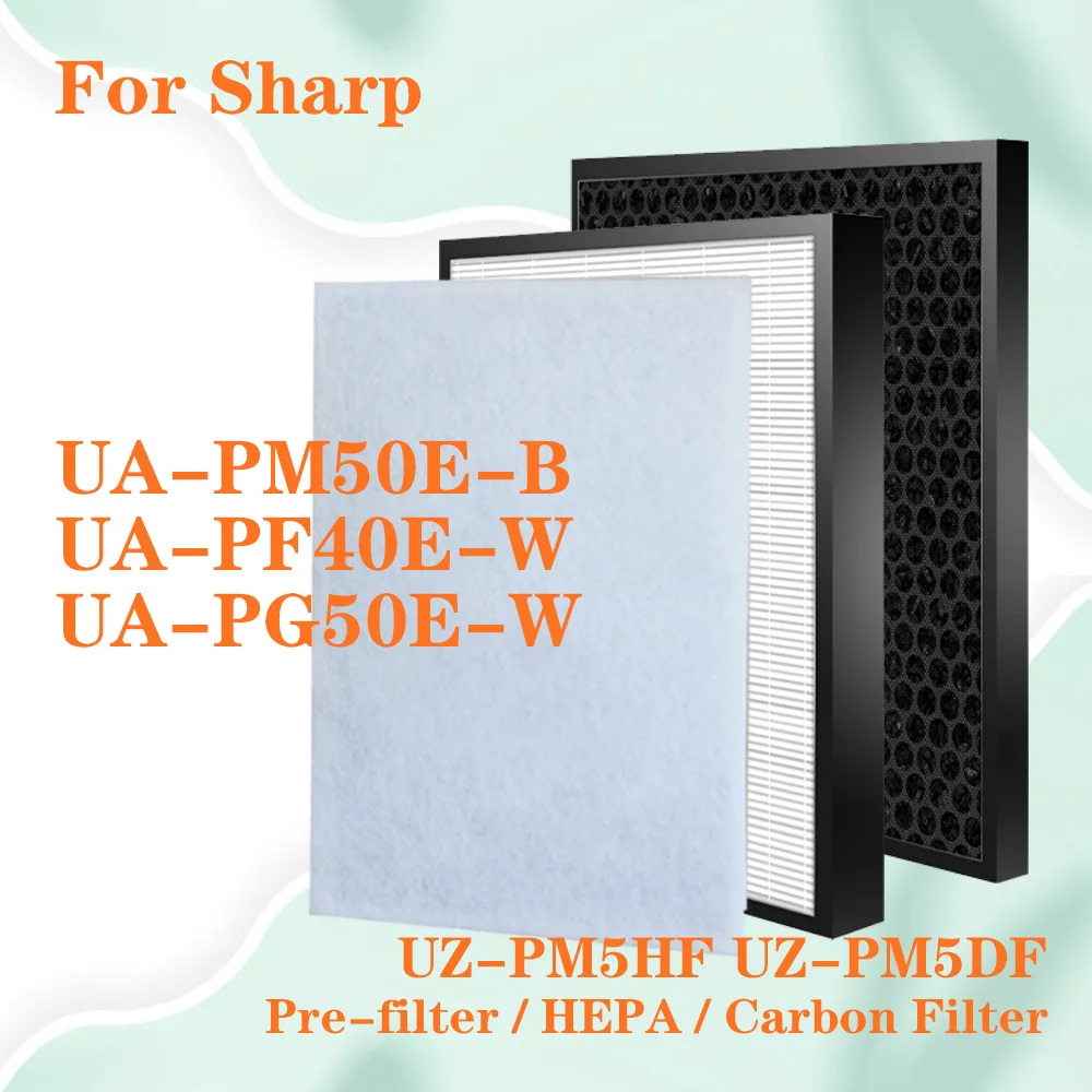 

UZ-PM5HF UZ-PM5DF Replacement HEPA Filter and Activated Carbon Filter for Sharp UA-PM50E-B UA-PF40E-W UA-PG50E-W Air Purifier