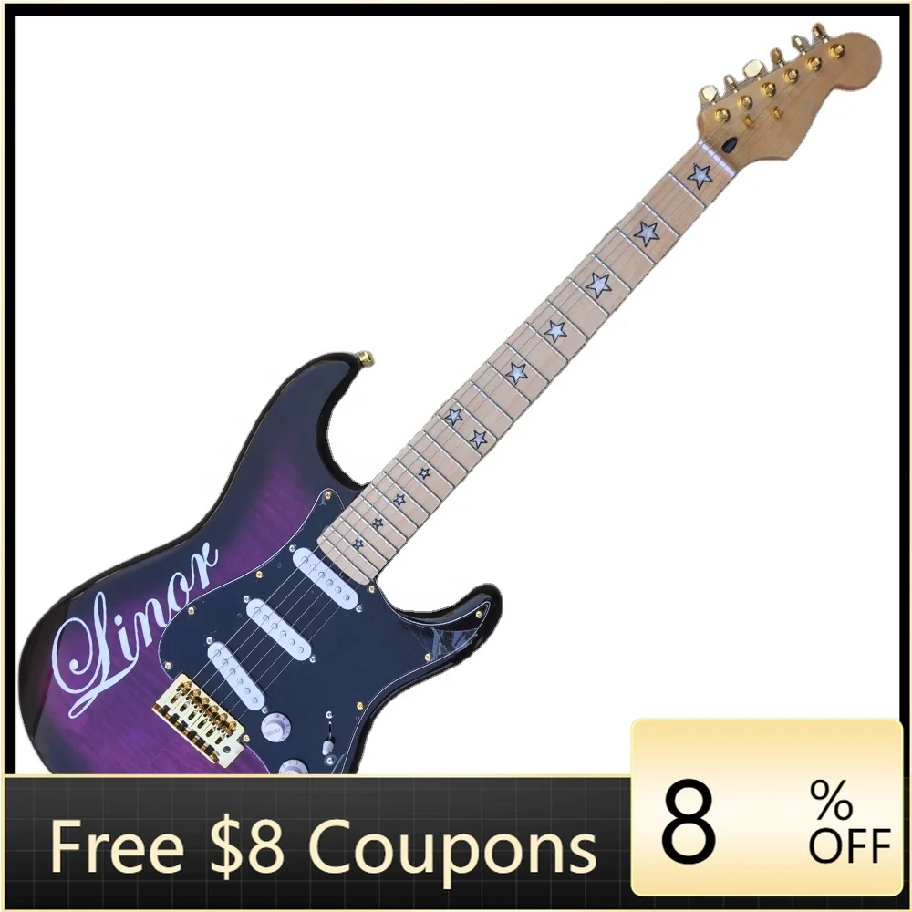 

STLFFlyoung Hot Selling Stringed Instruments Cheap Chinese Guitar Purple Quilted Maple Electric Guitar