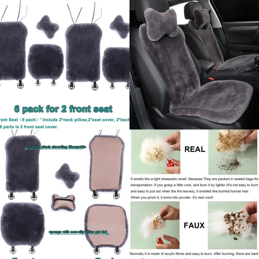 

Универсальные пушистые чехлы на автомобильные сиденья из овчины, плюшевые мягкие аксессуары для автомобильных подушек, графитовый цвет