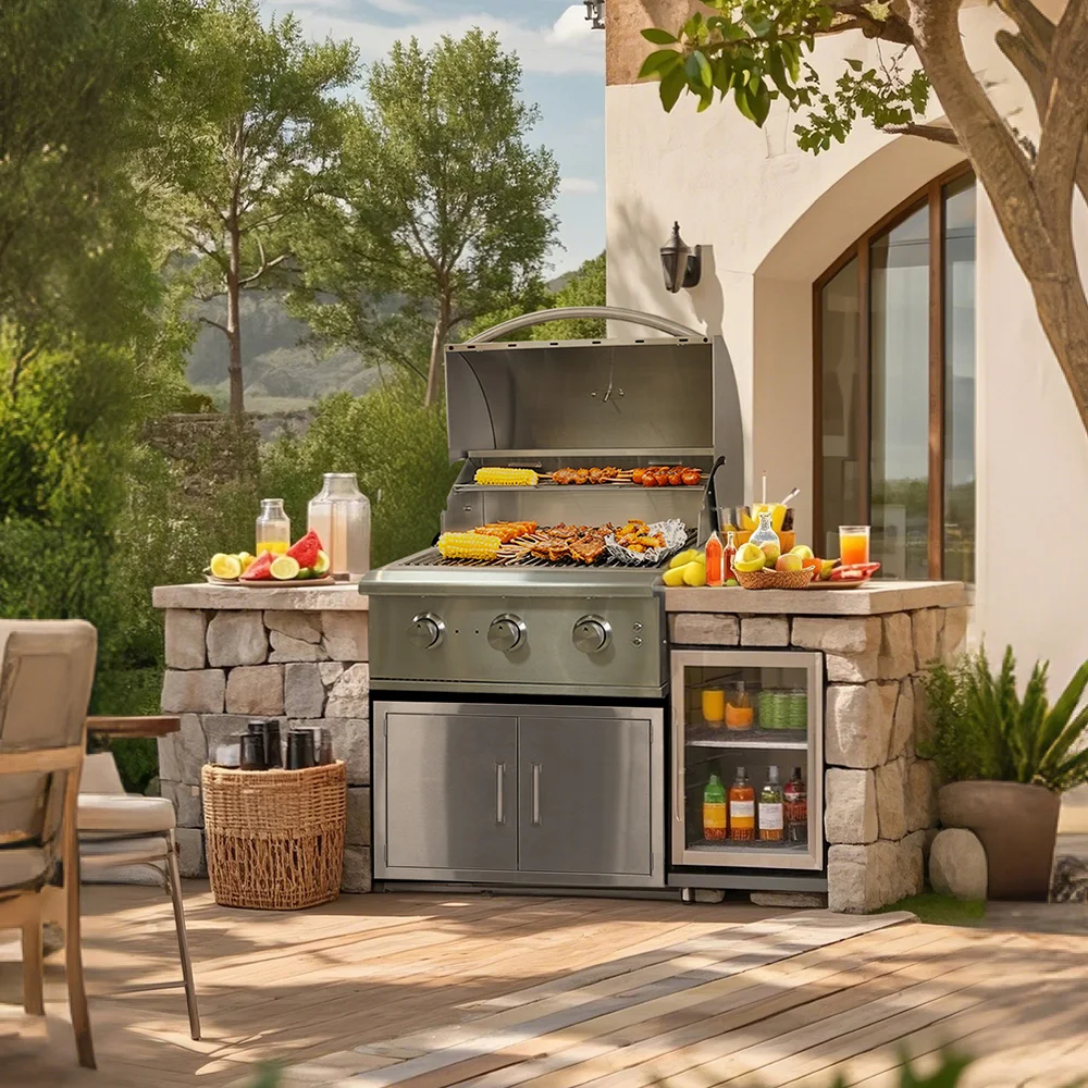 

Modern Premium Heavy-Duty Built-in 304 Stainless Steel 2-6 Burner Propane LPG NG Gas BBQ Grill for Outdoor Use