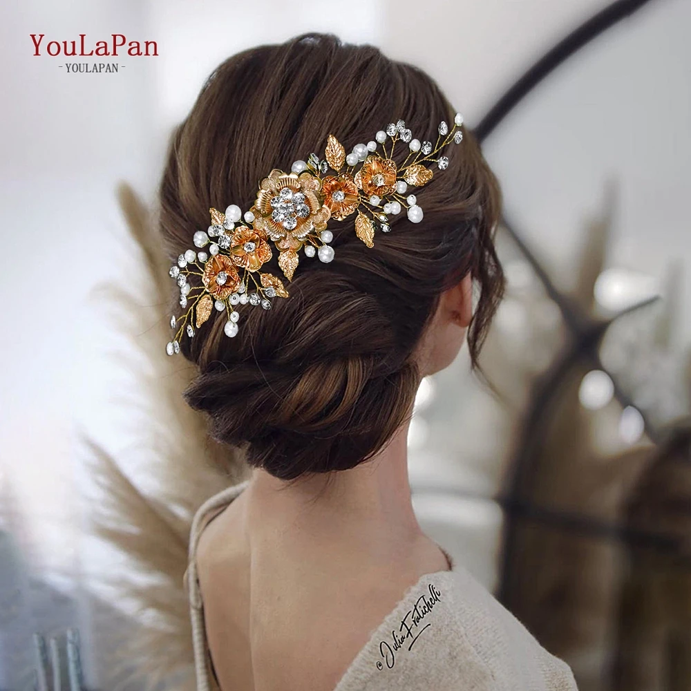 

TOPQUEEN Alloy Flower Hair Comb Wedding Bride Headdress Woman Fashion Headpiece Bridal Headwear Party Hair Accessories HP886