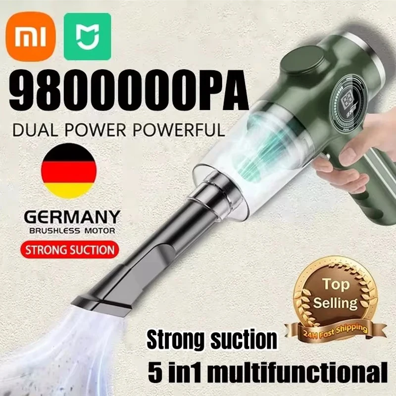 Xiaomi MIJIA Automobile Wireless Vacuum Cleaner 9800000PA Wet Dry Dual-Use Portable Handheld Electric appliance Cleaner for Car