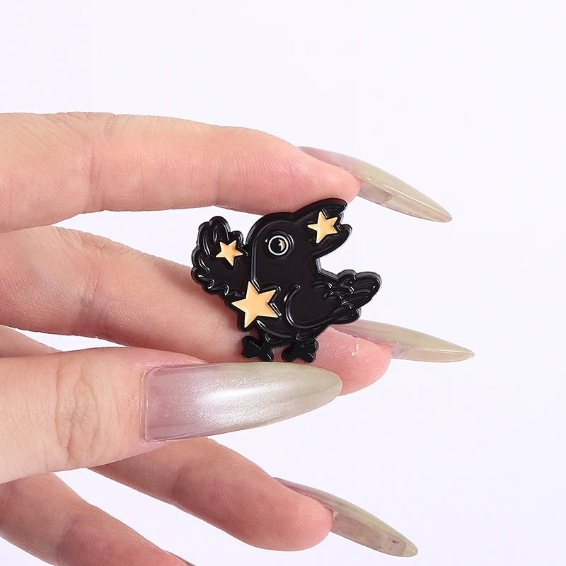 Cartoon Crow Medal Brooch Enamel Pins Custom Put Myself First Messy But Happy Brooch Clothes Lapel Badge Animal Jewelry Gifts