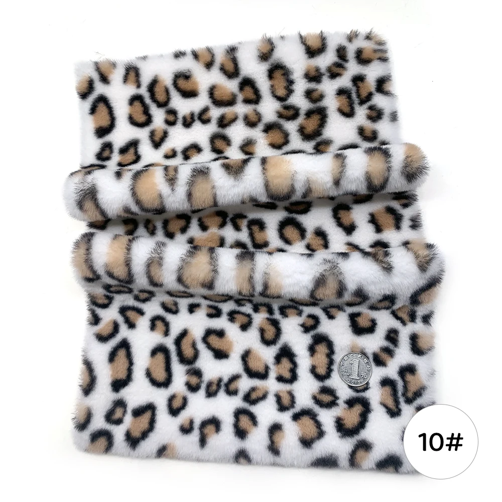 ZYFMPTEX 1cm Artificial Plush Leopard Print Polyester Non Elastic Animal Printed Textile 160x100cm Purchase Fabric DIY Clothing