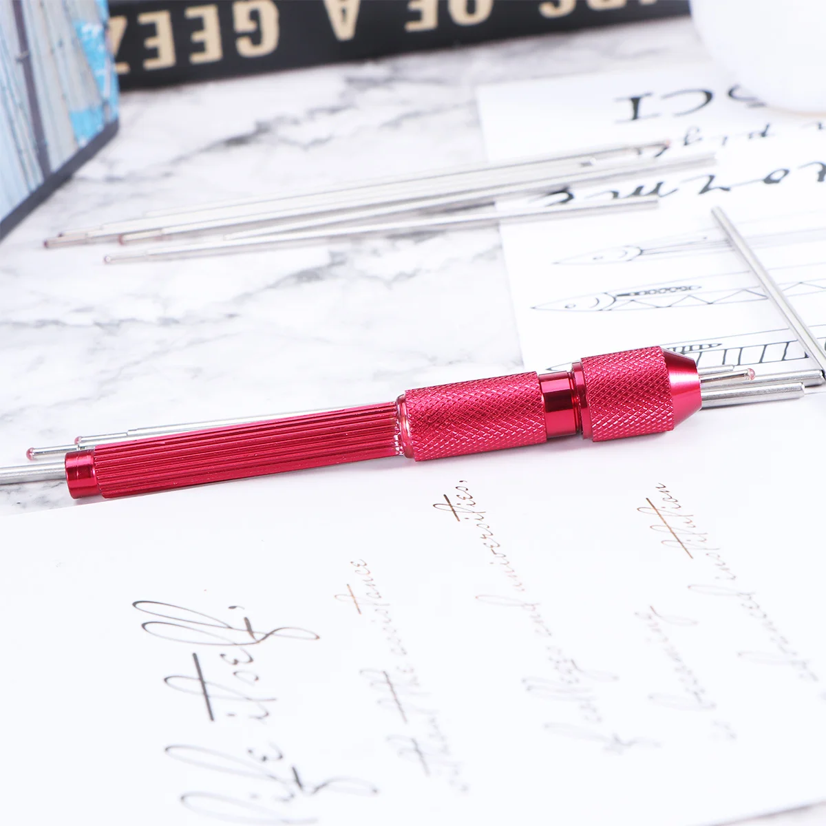 

20pcs Tattoo Pen Cores For Skin Marker Doodler Drawing Tool Fine Tip Red Holder Purple Refill Tattooing