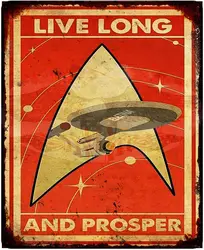 Retro Metal tin Sign Live Long and Prosper UFO Funny Tin Sign Exterior Home Cave Garage bar Wall Decoration Vintage