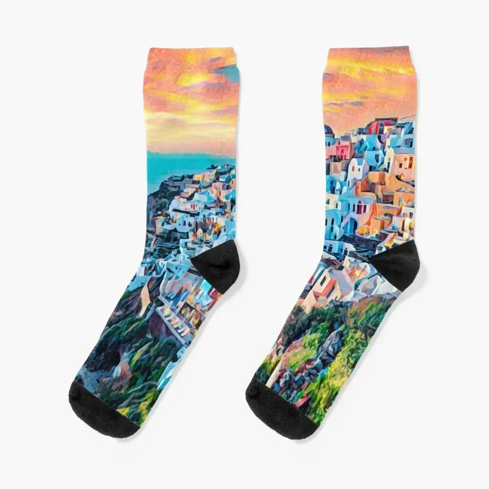

Santorini Socks Rugby funny gift Stockings compression Socks Male Women's