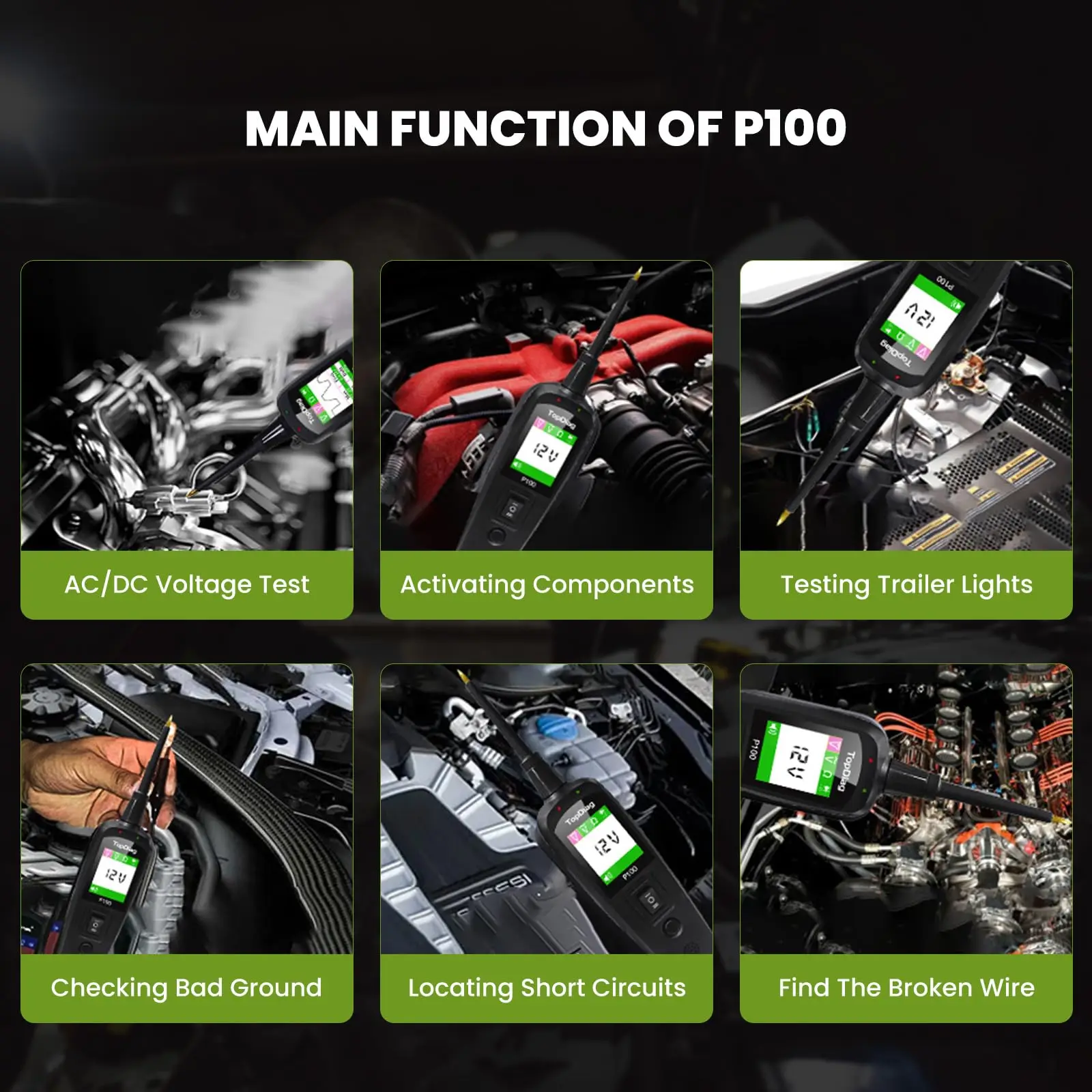P100 24V 12V Probe Pen Car Tester Voltage Resistant Test Circuit Ignition Battery Scanner Diagnostic Tools Auto Accessories