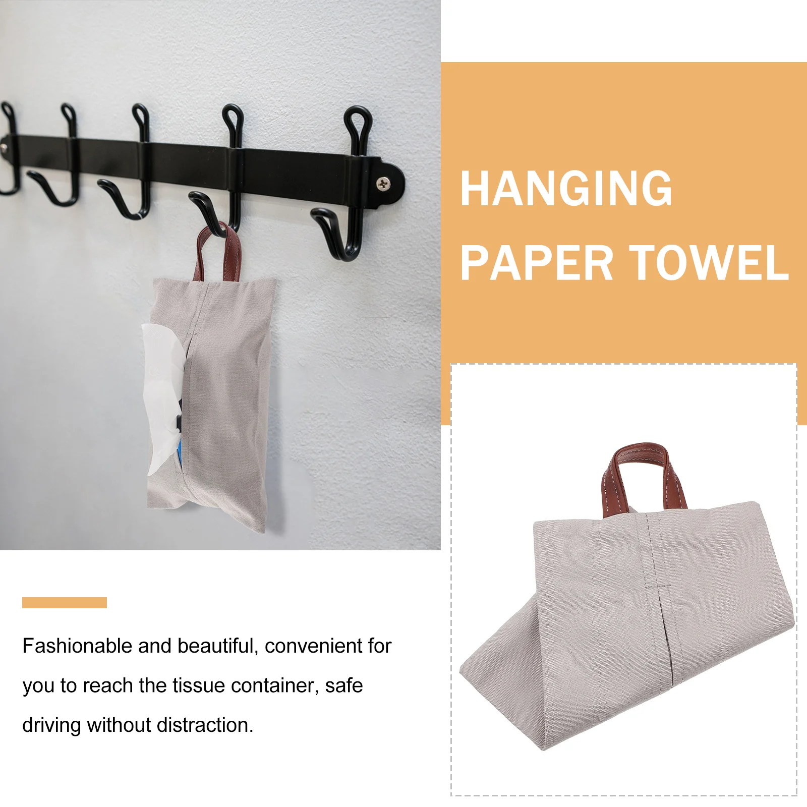 

1Pcs Cotton Linen Cloth Tissue Holder Hanging Car Use Paper Towel Box Simple Napkin Organizer Car Use Tissue Holder