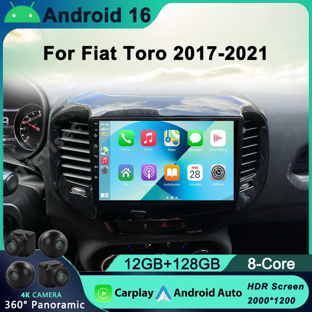 

For FIAT Toro 2017-2021 Android 16 Car Radio Autoradio Multimedia Video DVD Player Navigation GPS Carplay No 2 Din DVD