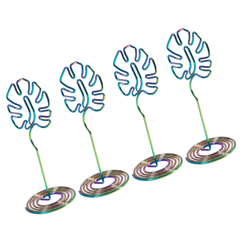 

8pcs Holder Monstera Metal Desktop Decor Number Holders Number Memo Wire Stand Name Wire Holders Tags