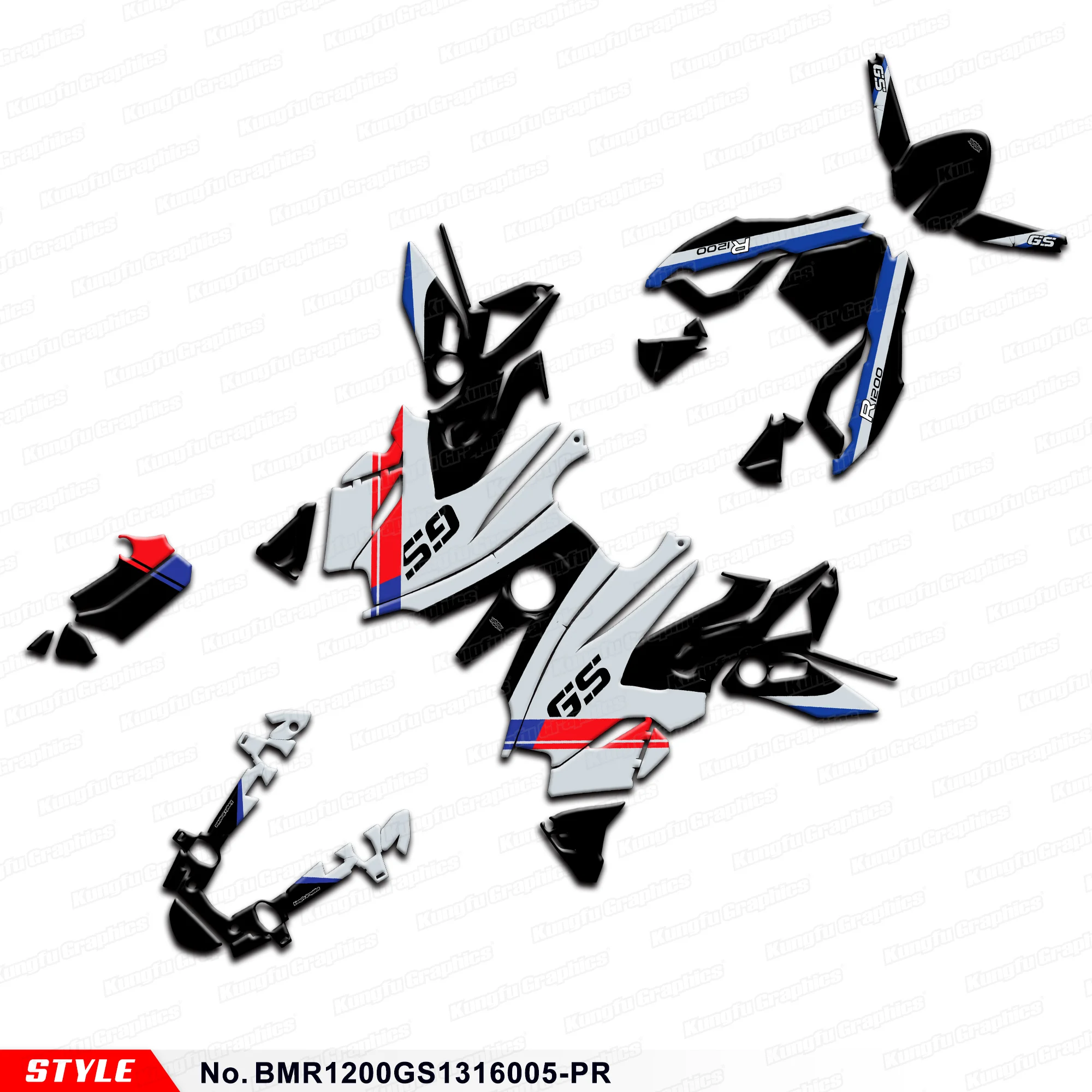 

JY RACING Stickers Complete Vinyl Wrap for R1200 GS R1200GS 2013 2014 2015 2016, BMR1200GS1316005-PR