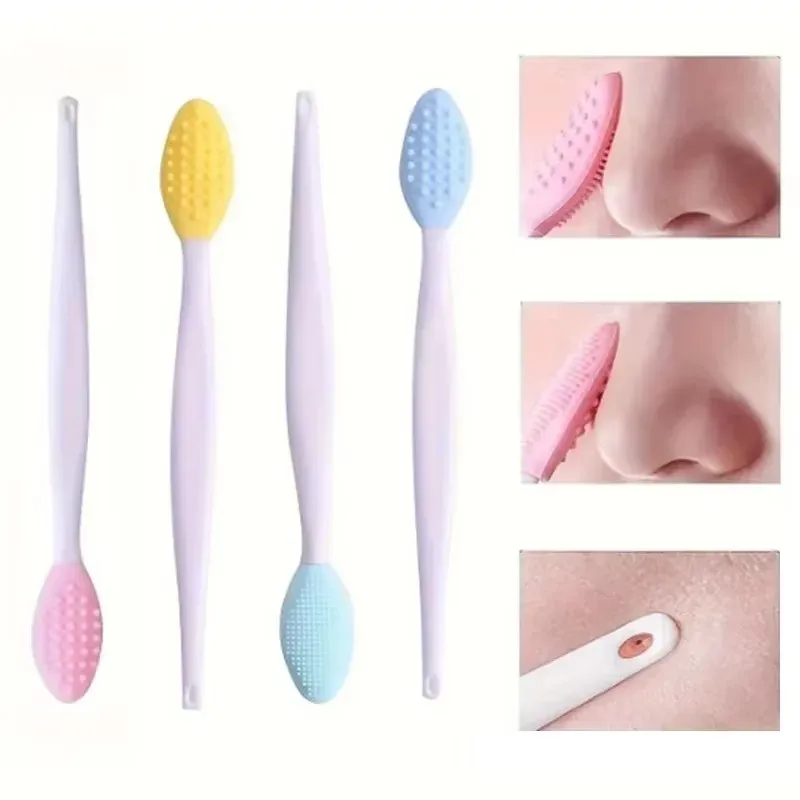 1/4PCS Silicone Facial Cleansing Brush Lip Scrub Brush Scrubber Exfoliator for Smooth Soft Bright Lips Double-Sided for Women