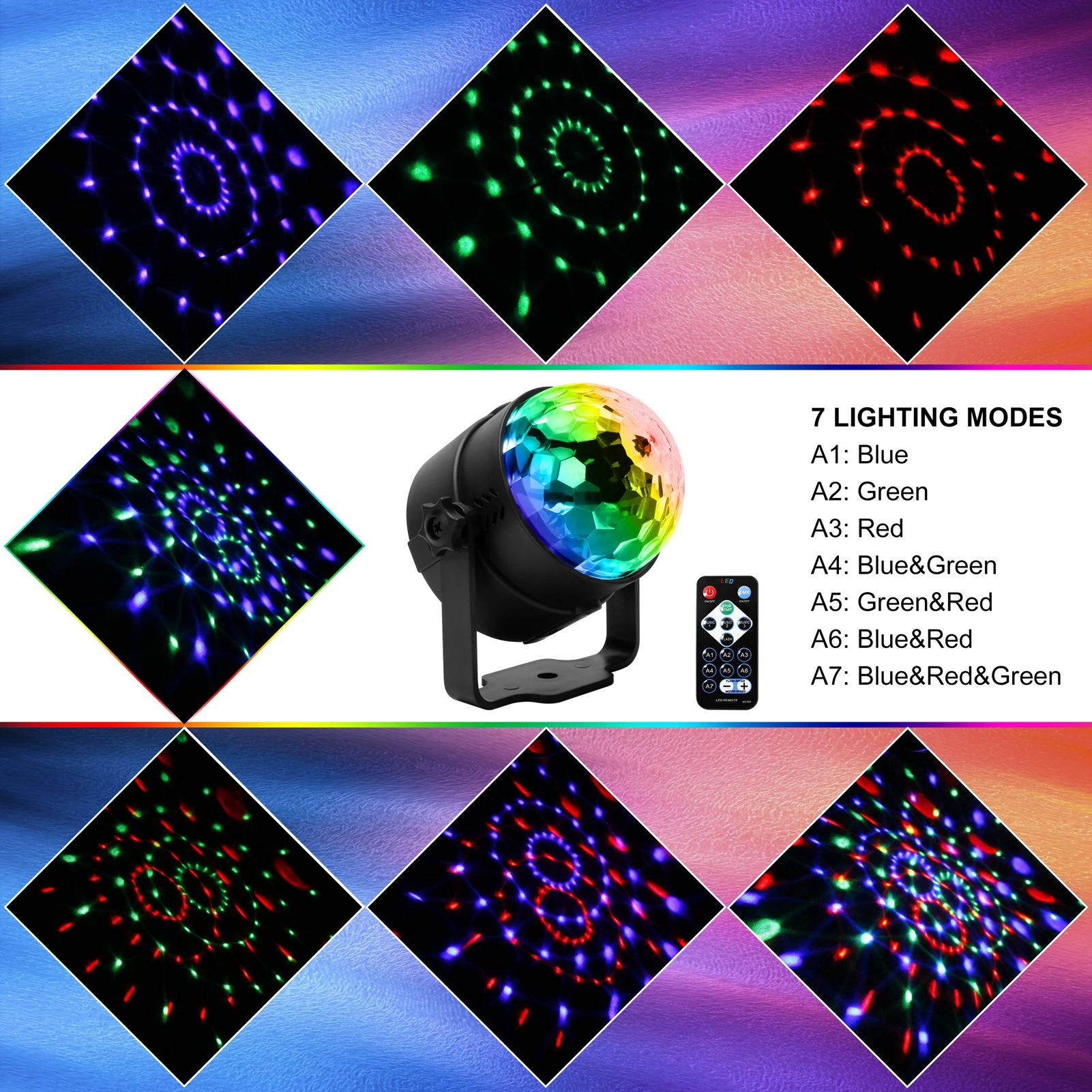 Disco Bal Geluid Geactiveerd Roterende Disco Bal Dj Party Lights Led Rgb Podium Licht Voor Kerst Bruiloft Geluid Feestverlichting