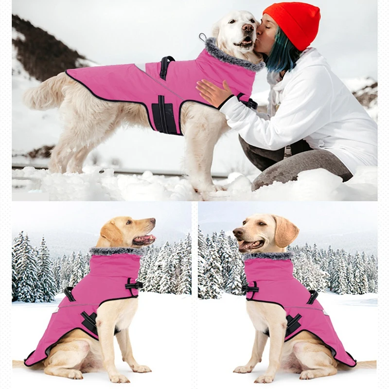 Pet Big Dog Winter Thickened Warm Turtleneck Vest Snowproof Cotton-Padded Dog Fleece Jacket Outdoor Windproof Harness Onesie