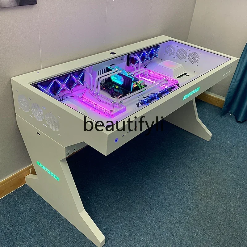 Smt03 الوافدين الجدد هيكل الكمبيوتر طاولة متكاملة سطح المكتب الراقية كامل شفاف هيكل كبير رائع الخيال العلمي المبرد بالماء e-