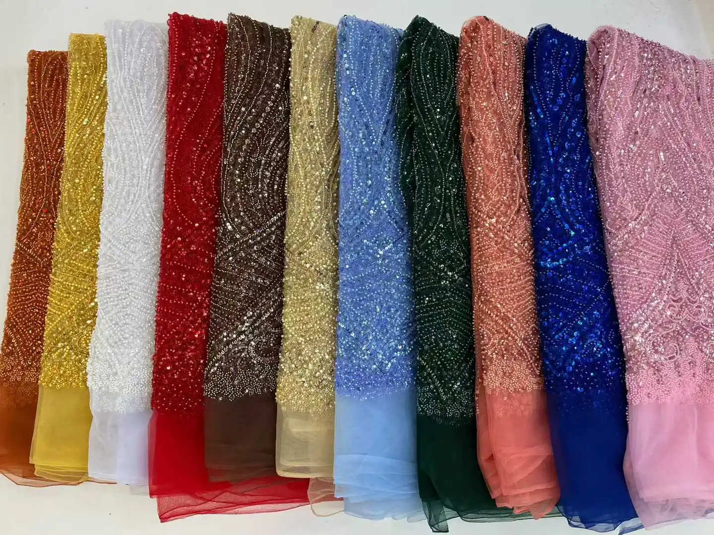 Tessuto di pizzo africano blu con paillettes ricami di perline nigeriano sposo da sposa tessuto di pizzo francese di alta qualità per matrimonio CC1438
