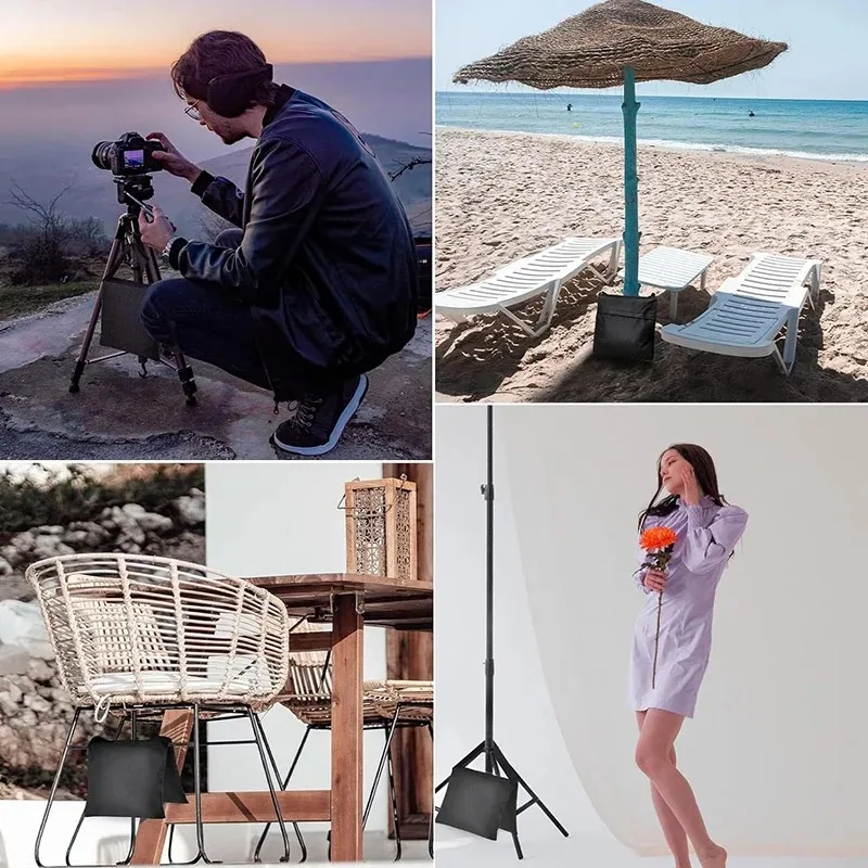 4 pces/2 pces/1pc saco de areia preto sacos de peso para estúdio de fotografia suporte de estúdio de vídeo saco de areia para suportes de luz boom