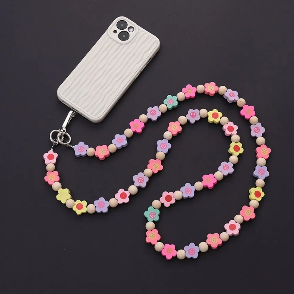 

Neck Cord Beads Crossbody Phone Strap Candy Color Flower Mobile Phone Lanyard Anti Lost Cute Phone Neck Straps Hanging Ornaments