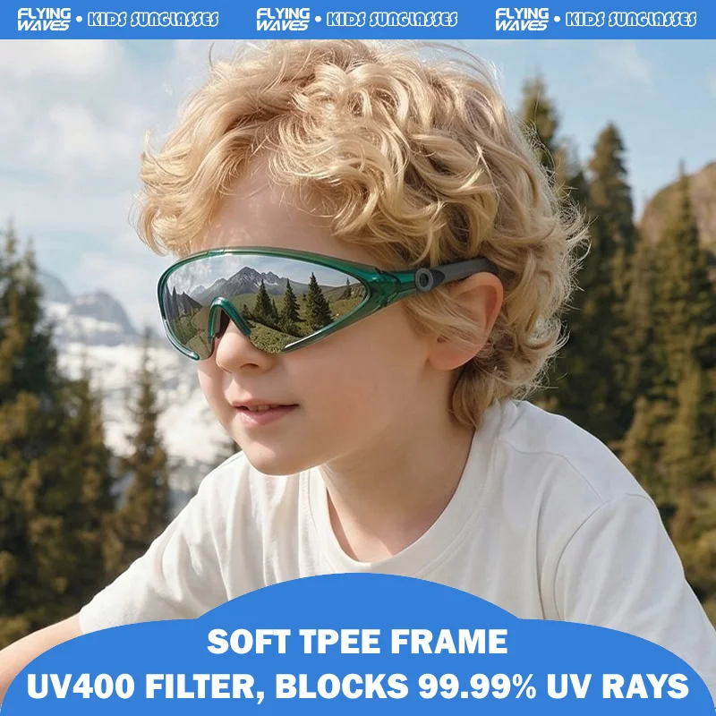 Kids UV400 Sunglasses PC Lens Bendable TR+TPEE Frame Lightweight Sports Shades for Children Cycling Daily Outdoor Activities