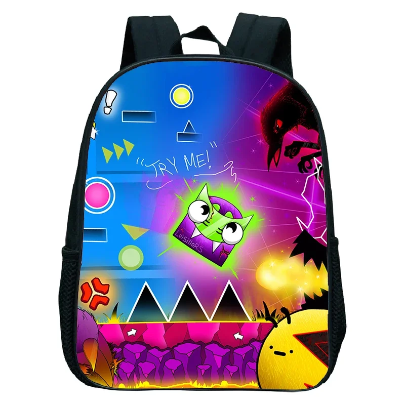 Sac à dos Angry Geometry Dash pour enfants, sac à dos pour garçons et filles, petit cartable Anime, sacs d'école de maternelle de dessin animé pour enfants