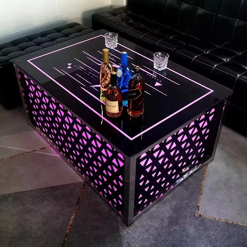 

Индивидуальный столик из нержавеющей стали для бара и ночного клуба КТВ, современная мебель со светодиодной подсветкой для домашнего и гостиничного использования