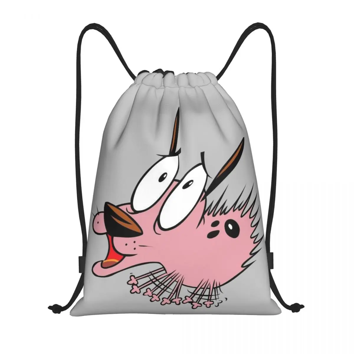 Custom C-Courage The Cowardly Dog Drawstring Backpack Sports Gym Bag for Women Men Shopping Sackpack