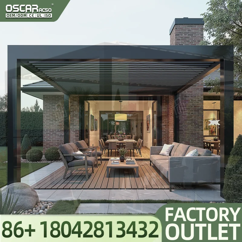 Modern Outdoor Aluminum Louvre Roof  in 3x3m 4x3m 4x4m 6x3m 6x4m for Garden Buildings Homes Usage Pergola