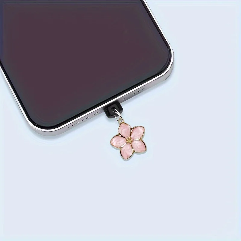 Bonito rosa preto flor poeira plug acessórios decoração para iphone huawei samsung tipo-c telefone móvel universal poeira plug presente