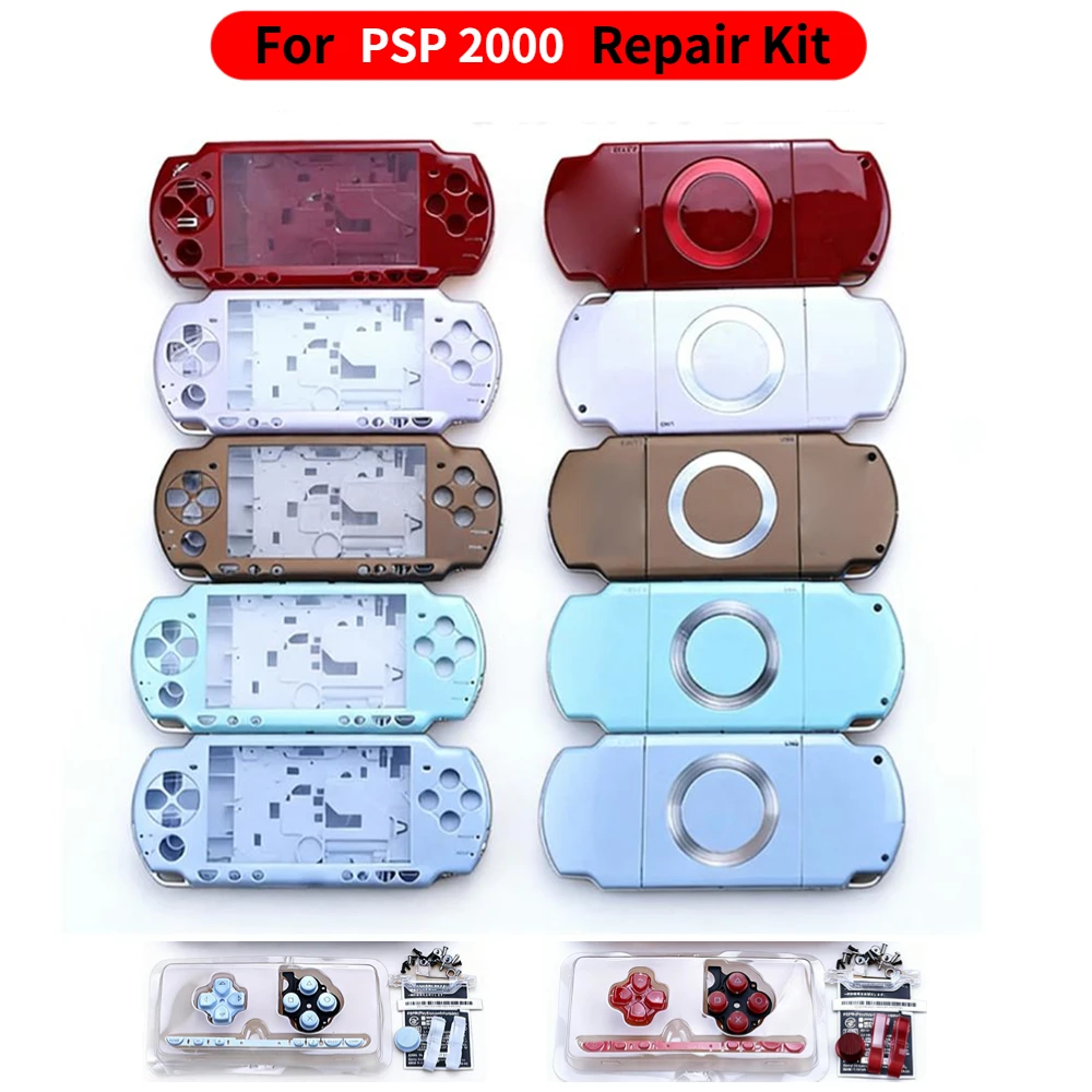 Carcasa de Repuesto Completa para PSP 2000, Kit de Reparación DIY con Todos los Botones y Tornillos, Kit de Cubierta de Repuesto para Consola