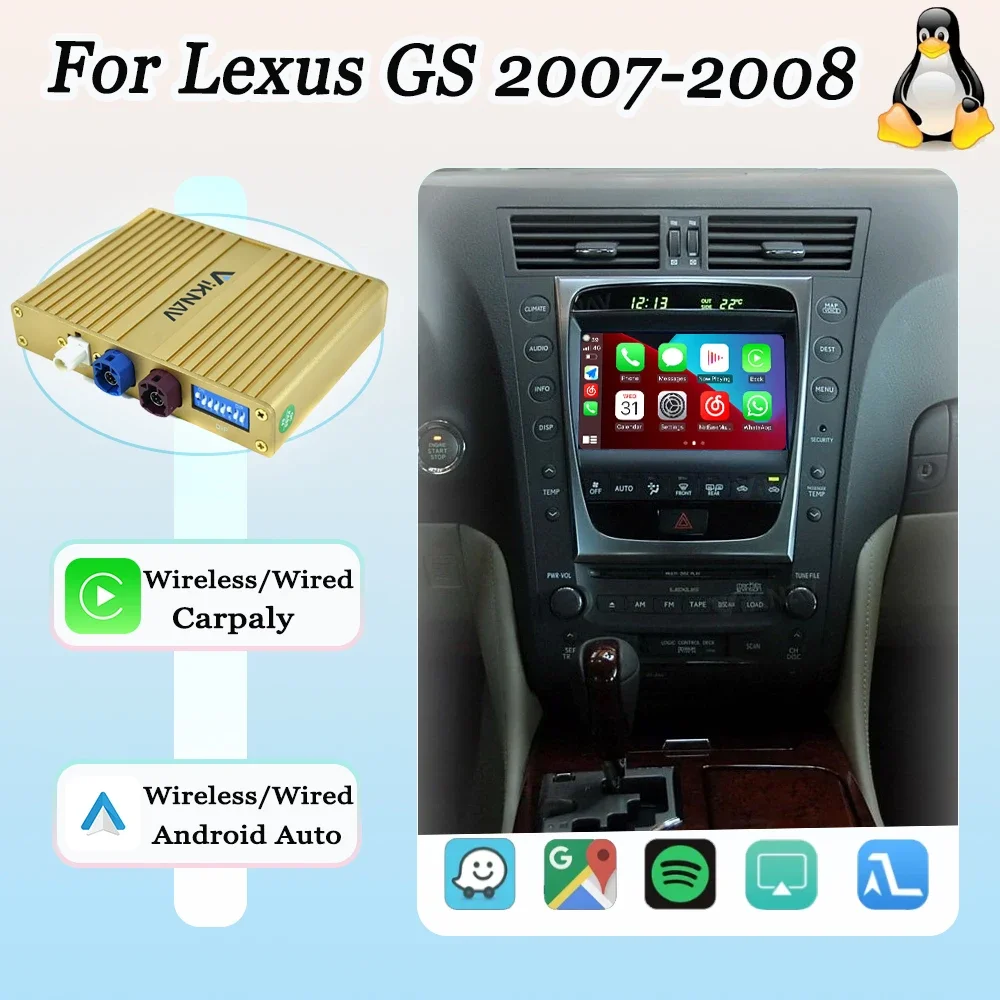 Viknav Linux System For Lexus GS 2007-2008 OEM Screen LVDS Decoder Interface Box Multimedia Android Auto Wireless Apple Carplay