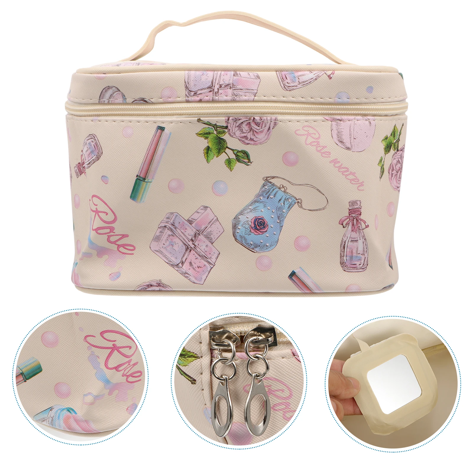 

Large Pu Makeup Bag Travel Pouch Waterproof Durable Organizer Storage Case For Toiletries Nail Art Lipsticks Smooth 2-Way Zipper