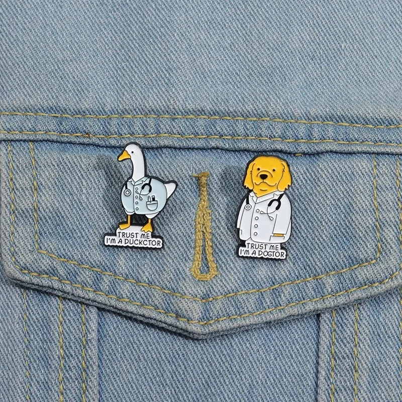Medizinische Metall Brosche Nadelrohr Stethoskop Erste-Hilfe-Set Katze Krankenschwester Hund Arzt Tier Patient Medizinische Abzeichen Punk Pins Schmuck – Detail 5